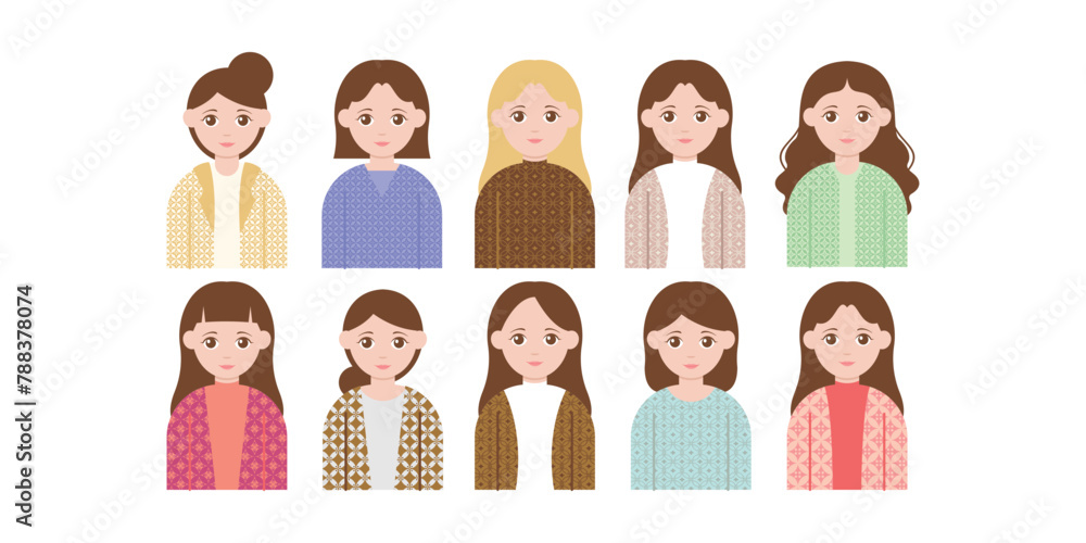 Fototapeta premium Woman wearing batik clothes vector