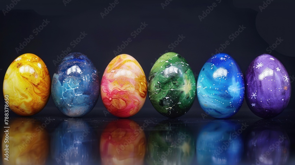 7 easter eggs painted in the colors of space 7 easter eggs painted in the colors of space