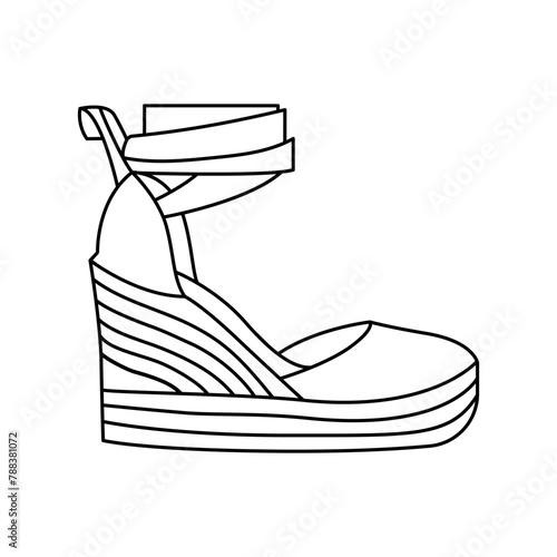 Wedge espadrilles line color icon. Sign for web page, mobile app, button, logo.