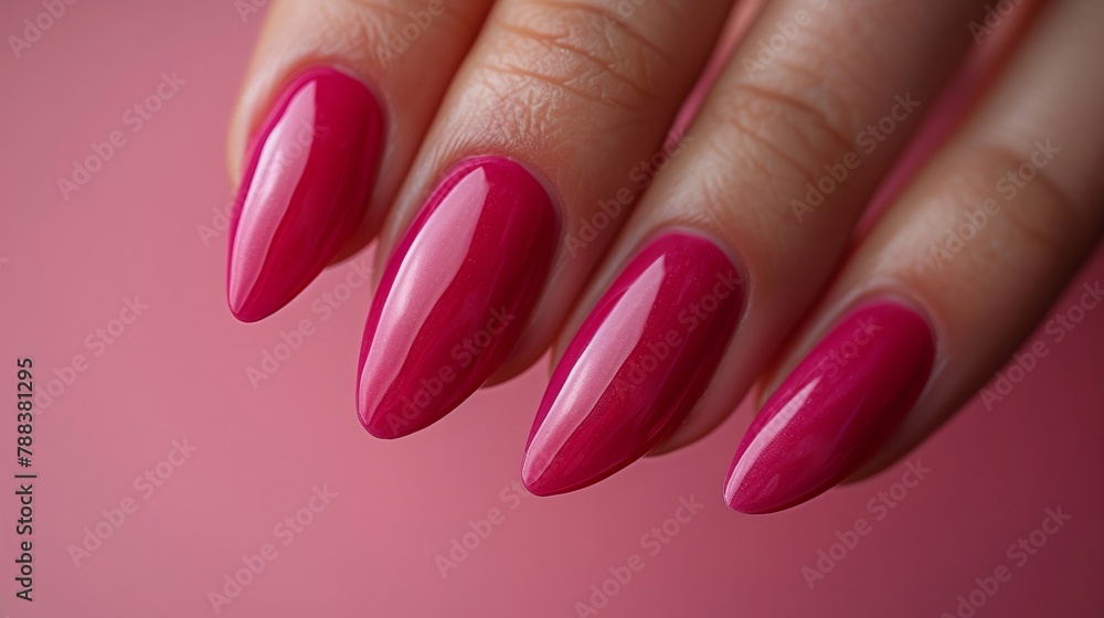 Bright pink nail polish vibrant white background minimal design detailed texture angled shot Bright pink nail polish vibrant white background minimal design detailed texture angled shot