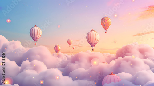  Sunset Soar Whimsical hot air balloons rise into a dreamy cotton-candy sky  hearts adrift on the gentle breath of evening.