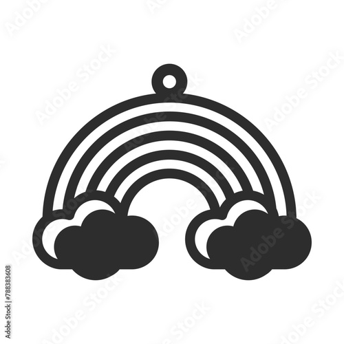 Rainbow with clouds design for earrings, pendant or keychain. Jewelry silhouette laser cut template. Cnc cutting with metal, wood or leather. Vector stencil