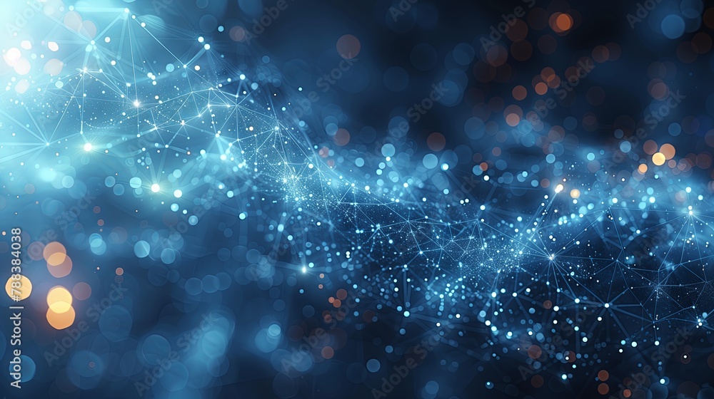A digital visualization of network connections with glowing lines and nodes. A digital visualization of network connections with glowing lines and nodes.