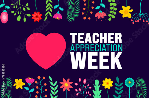 May is Teacher Appreciation Week background template. Holiday concept. use to background, banner, placard, card, and poster design template with text inscription and standard color. vector
