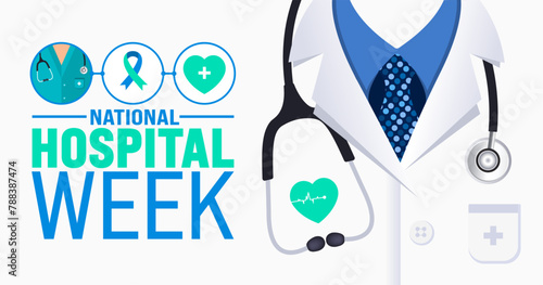 May is National Hospital Week background template. Holiday concept. use to background, banner, placard, card, and poster design template with text inscription and standard color. vector illustration.