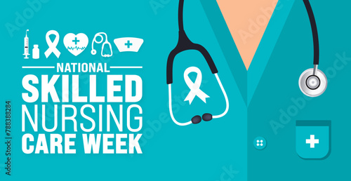 May is National Skilled Nursing Care Week background template. Holiday concept. use to background, banner, placard, card, and poster design template with text inscription and standard color. vector