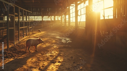 Farm Life Chronicles: Pigs at Play in Rustic Setting