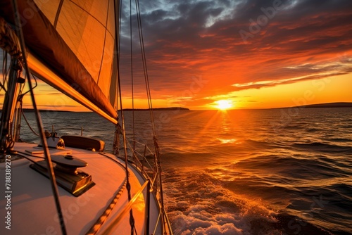 Picturesque Pair sail boat sunset. Sport romantic. Generate Ai