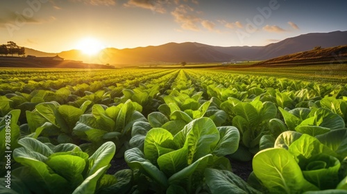 Harvesting Organic Lettuce in a Sustainable Agriculture Setting