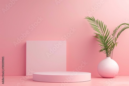 Minimalist Blank Podium for Product Presentation Pink Background