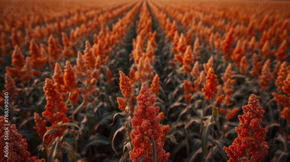 Obraz premium Golden Grains of Sorghum: Authentic Crop Field
