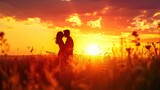 Romantic Sunset in a Serene Meadow