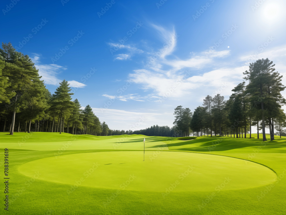 golf course with sky and clouds golf course with sky and clouds