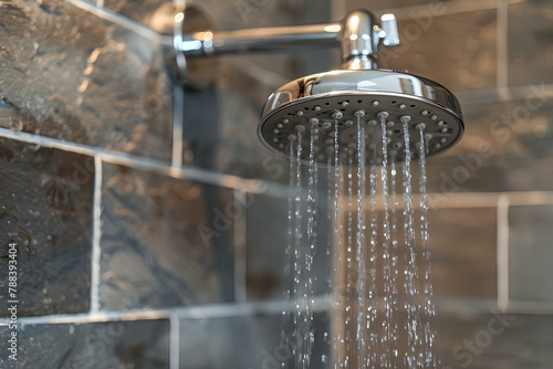 A shower head with water coming out of it