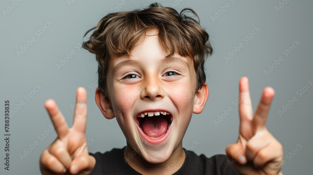 Cheerful American Kid: 10-Year-Old Expressing Pure Delight Cheerful American Kid: 10-Year-Old Expressing Pure Delight