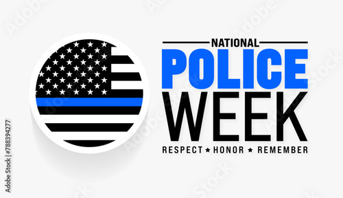 May is National Police Week background template. Holiday concept. use to background, banner, placard, card, and poster design template with text inscription and standard color. vector illustration.