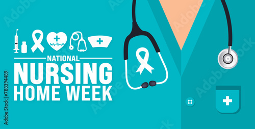 May is National Nursing Home Week background template. Holiday concept. use to background, banner, placard, card, and poster design template with text inscription and standard color. vector