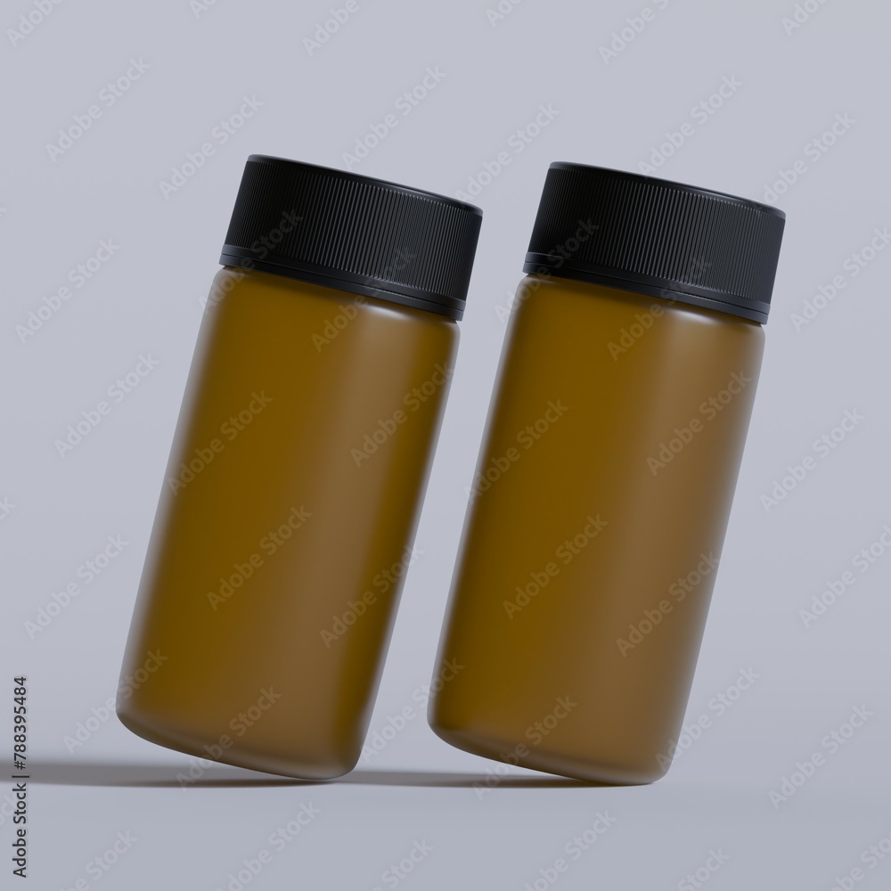Realistic 3d pill brown bottle without label mockup 3d rendering Realistic 3d pill brown bottle without label mockup 3d rendering
