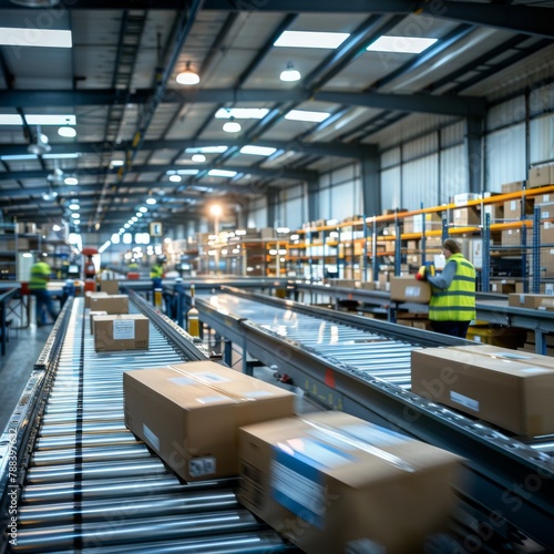 Bustling Logistics Warehouse Interior