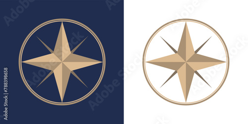 vector flat illustration of golden compass isolated on dark and white background. compass png image for games