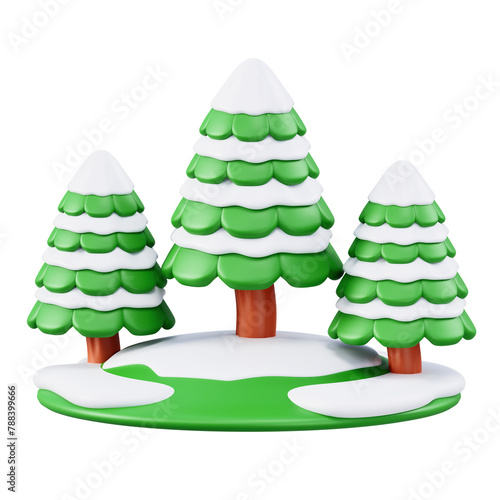 Winter Wonderland 3D Spruce Trees in Snowy Setting (ID: 788399666)