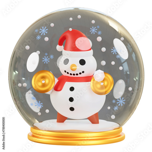 Cheerful Snowman Inside Holiday-Themed Glass Snowball (ID: 788400000)