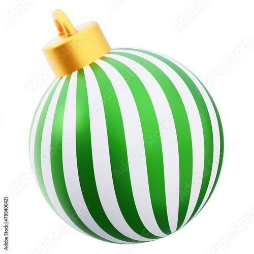 3D Rendered Green and White Striped Christmas Ball (ID: 788400421)