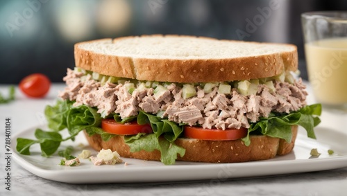 Delicious Tuna Salad Sandwich Isolated on a Transparent Background