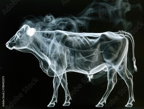 Ox made from smoke, according to the Chinese zodiac sign of the 12 zodiac animals © fanjianhua