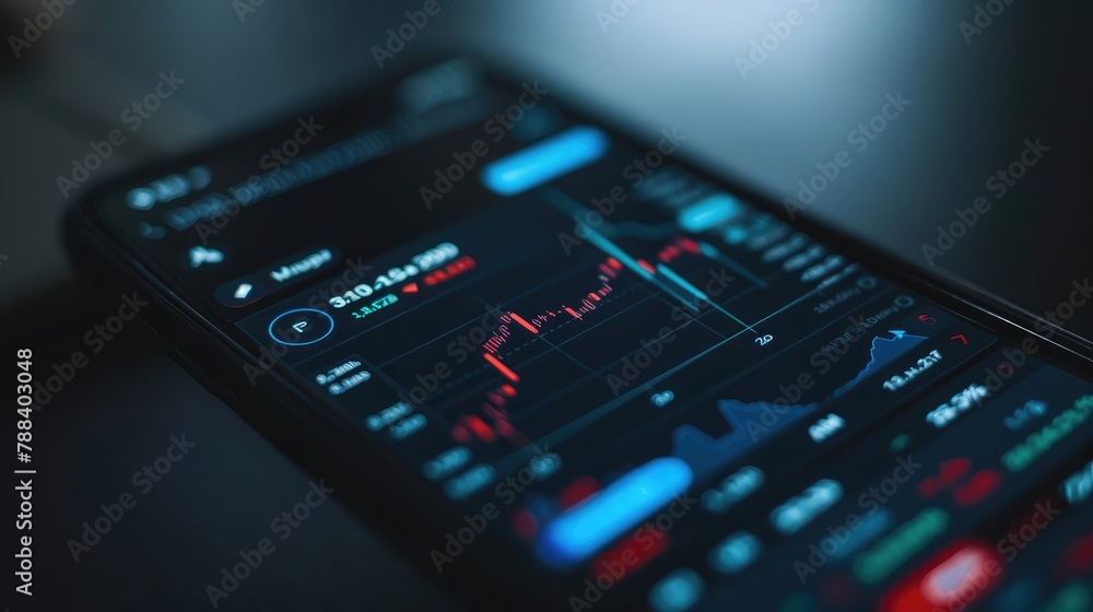 close-up of a stock trading app on a smartphone, showcasing user-friendly interfaces for easy stock purchasing on the go. close-up of a stock trading app on a smartphone, showcasing user-friendly interfaces for easy stock purchasing on the go.