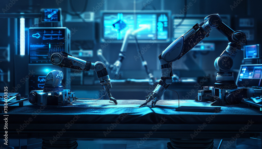 A robot is working on a piece of machinery by AI generated image A robot is working on a piece of machinery by AI generated image