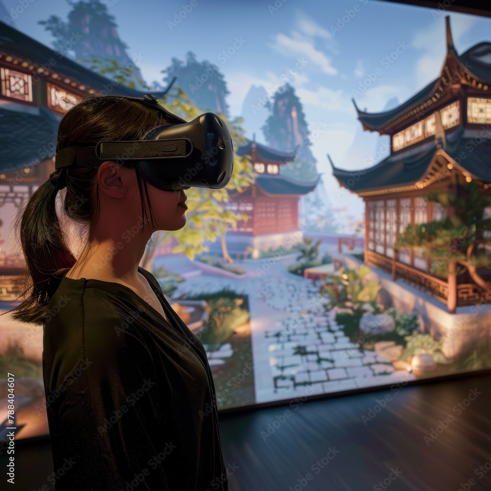  Design a virtual reality experience that takes users on a journey through the digital landscapes of China and East Asia. 