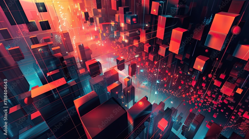 Abstract depiction of firewalls and barriers safeguarding digital ...