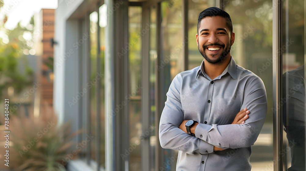 Obraz premium European white business man portrait with smiling face and in confident gesture