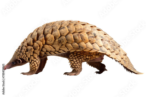 a pangolin isolated on white or transparent background
 photo