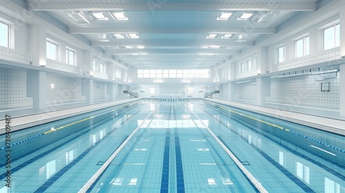 Modern Indoor Swimming Pool at a Sports Facility  Spacious and Ready for Training Sessions