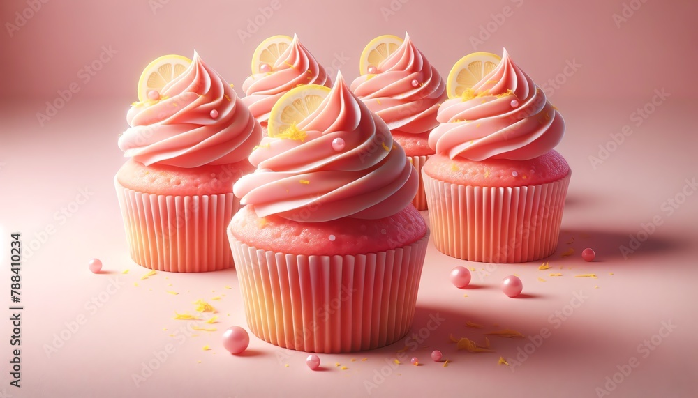 3D Image of Pink Lemonade Cupcakes