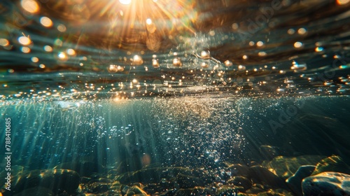 Underwater Sunlight Display with Bokeh Effect Creates a Mesmerizing Aquatic Experience