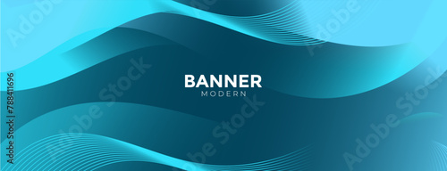 Abstract blue background with lines, Blue gradient banner