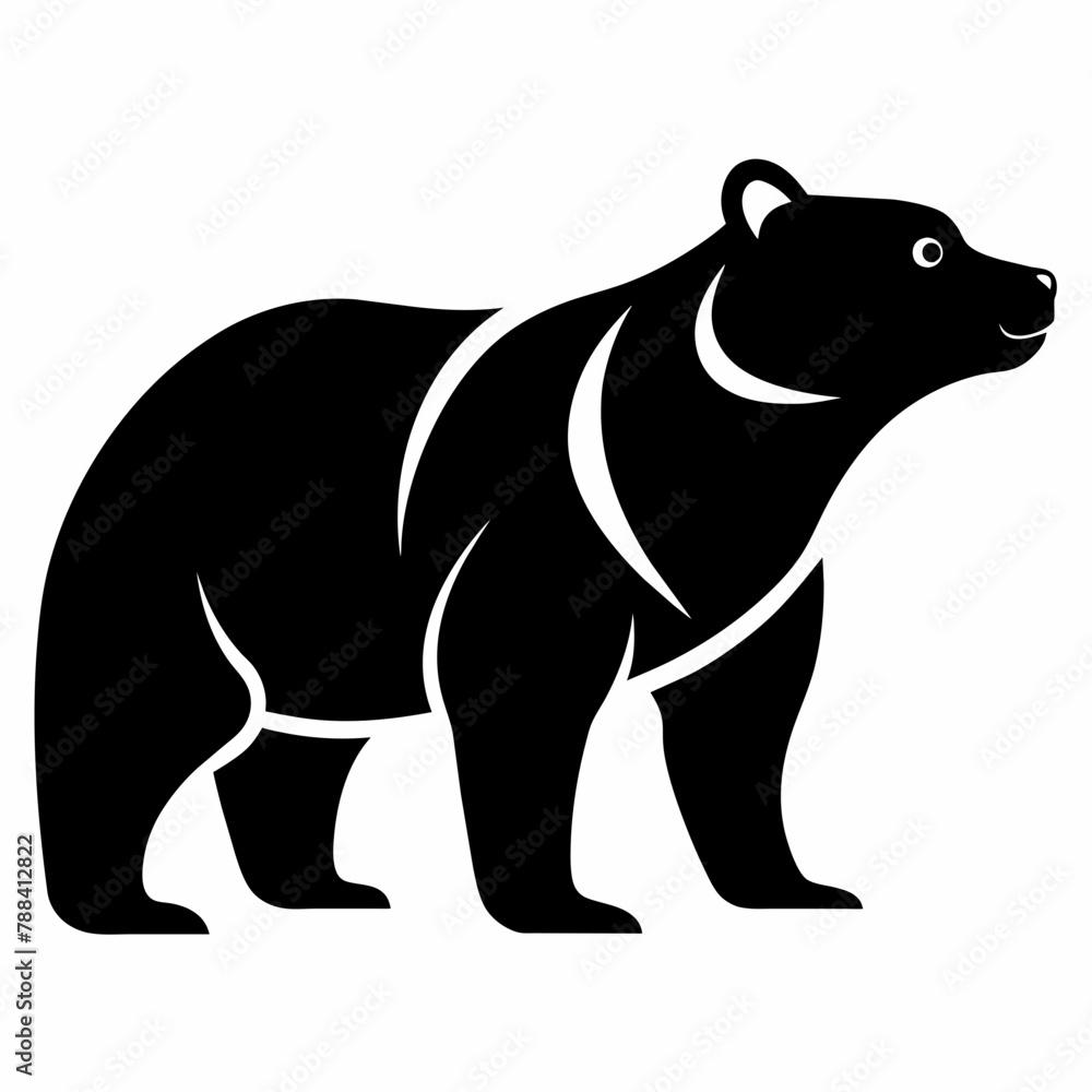 Fototapeta premium Bear Silhouette art logo vector illustration isolated on white background.