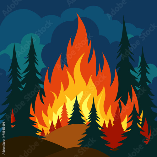 Illustration of forest fire