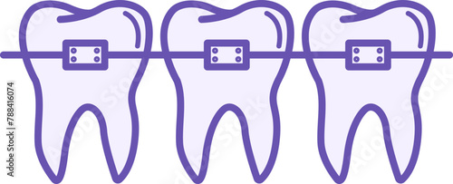 Braces Colored Icon. Vector Icon of Braces for Teeth Straightening. Dental care and treatment. Medicine and Dentistry Concept