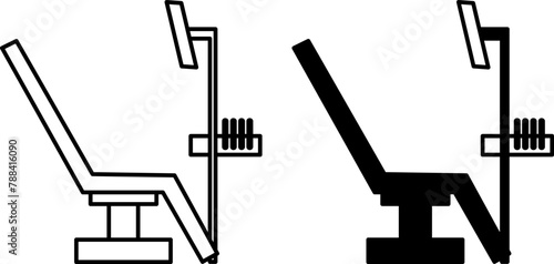 Dental Chair icons. Black and White Vector Icons of Dental Medical Equipment. Dentist Workplace