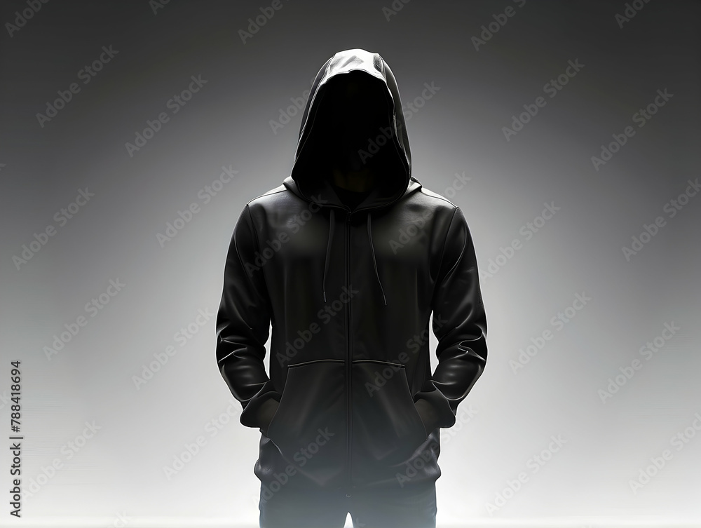 Dramatic image of a figure in hoodie with backlight, creating a high contrast and isolated mood representing individuality and solitude