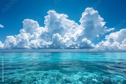 Beautiful cloudscape over the wide, mirror-clear sea on a clear day © 일 박