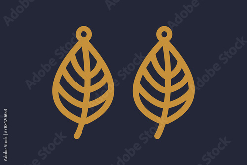 Vector design with leaf for earrings, pendant, keychain, necklace or bracelet. Jewelry silhouette laser cut template. Cnc cutting with metal, wood or leather. Bijouterie stencil