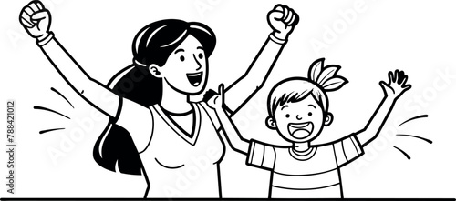 Heartwarming Line Art Depicting the Unbreakable Connection Between a Mother and Her Son on Mother's Day