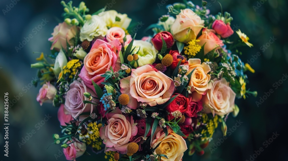 A heart-shaped bouquet of flowers, representing love and admiration in floral arrangements. A heart-shaped bouquet of flowers, representing love and admiration in floral arrangements.