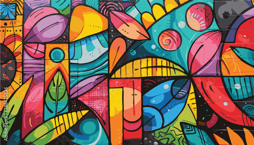 Abstract art nature, flowers, plants, leaves, cheerfull, colorfull, street art, texture, techno festival. 3D render vector concept design.