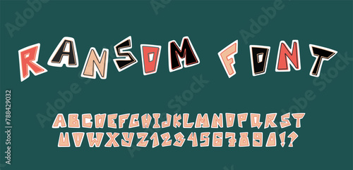 Cut out ransom font. Alphabet for scrapbooking. Vector.